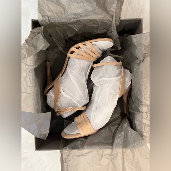 NWT. Halston Heritage Kelly Nude Sand Tan Suede Stiletto Sandals. Brand New. - Picture 6 of 7